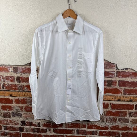 Tommy Bahama Shirt Size 16 32/33 White Cotton Texture Long Sleeve Button Up NWT - Picture 1 of 8